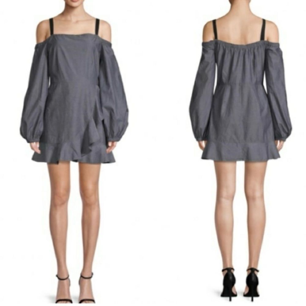 Revolve X Lovers + Friends Chance Washed Black Off-the-shoulder Mini Dress S